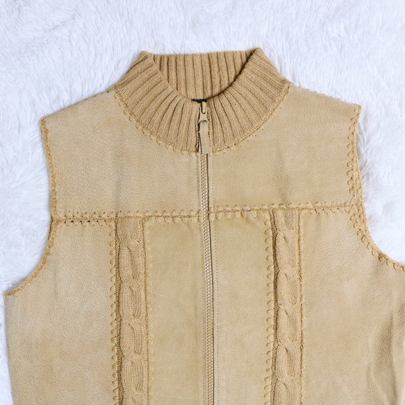 VINTAGE GENUINE LEATHER Tan Acrylic Vest - Picture 2 of 6
